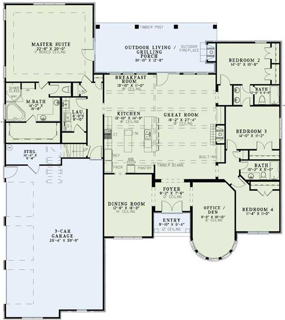 Floor Plan First Story of European Plan #153-1428